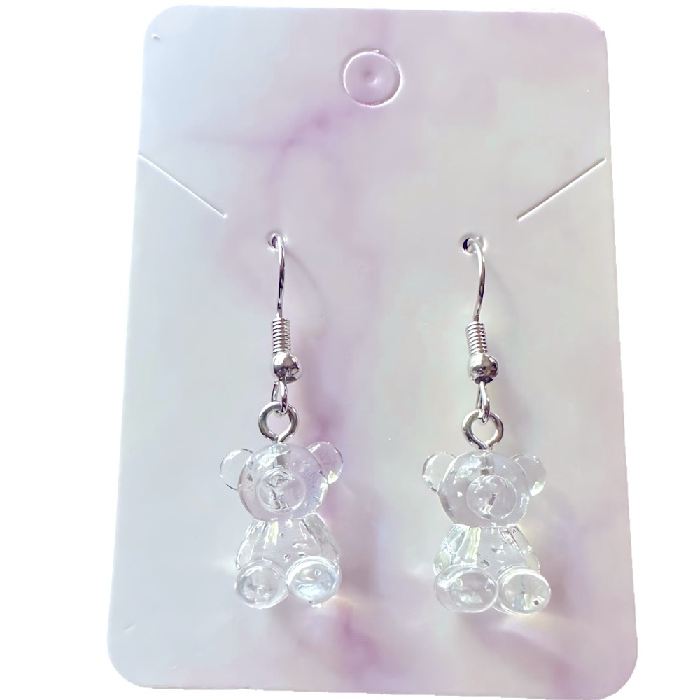 Clear Acrylic Bear Earrings